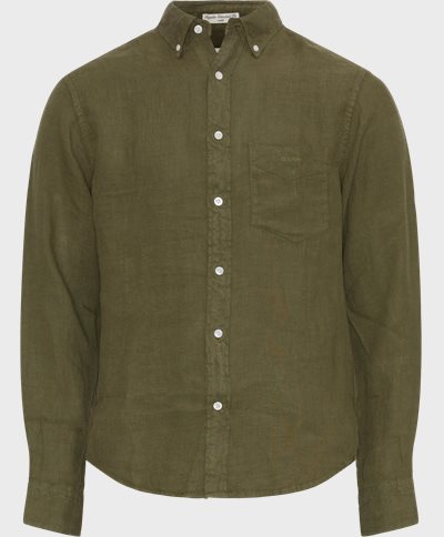 Gant Shirts REG GMNT DYED LINEN SHIRT 3240120 Army